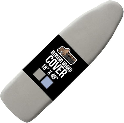 GORILLA GRIP The Original Ironing Board Cover and Pad, Silicone Coating, Thick Scorch Resistant Padding, Heavy Duty Iron Covers Standard Boards, Hook and Loop Fastener Strap, Silver, 18x49