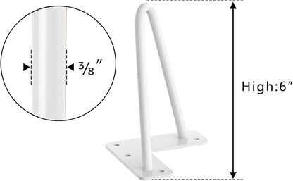 SMARTSTANDARD 6 Inch Heavy Duty Hairpin Furniture Legs, Metal Home DIY Projects for TV Stand, Sofa, Cabinet, etc with Rubber Floor Protectors White 4PCS