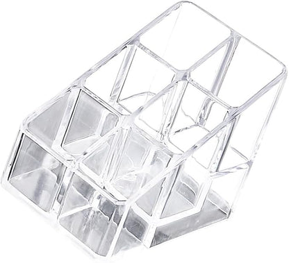 Ciieeo Nail Polish Organizer Case Small Acrylic Lipstick Holder 6 Slots Clear Lipstick Organizer Case Lipgloss Display Stand Rack for Lipgloss Nail Polish Display