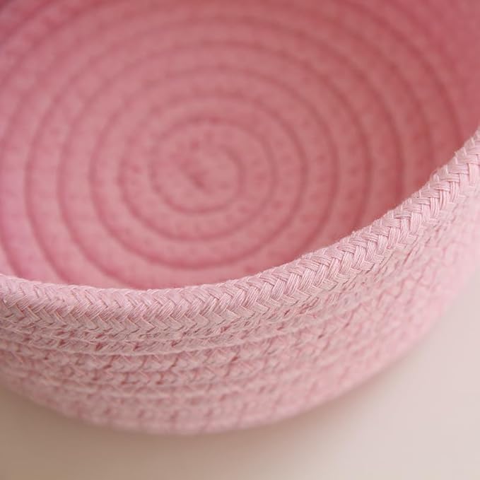 Small Cat Ears Basket, Woven Cotton Rope Organizer with Handles - Decorative Nursery Bin & Box for Baby, Pet Toy Storage