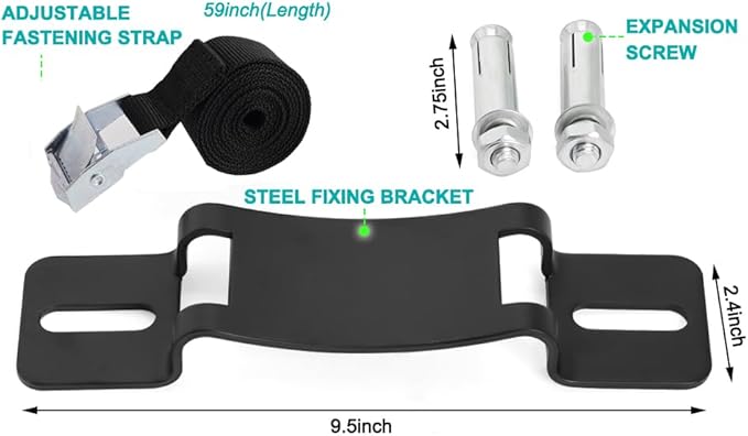 Cylinder Wall Mounted Bracket，Gas Cylinder Holder Wall-Mounted Bracket Propane Tank Bracket with Screws and Safety Belt(Black 2)