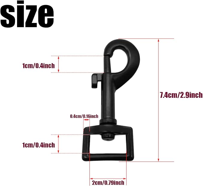 4 Pack Swivel Bolt Snap Hooks Dog Leash Hooks Dog Clips Trigger Snaps for Heavy Duty Pet Leashes & Collar, Flag Clasp, Key Chain Clasp, Pet Buckle,DIY Projec,Single Ended Clip (Black)
