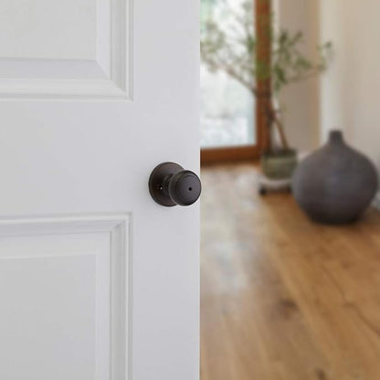 Kwikset Cove Interior Privacy Door Knob with Lock, Door Handle for Bathroom and Bedroom, Venetian Bronze Keyless Turn Lock Doorknob (Pack of 4)