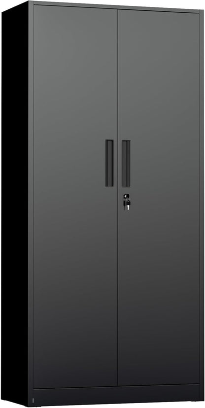 INTERGREAT Metal Storage Cabinet with Lock, 72" H Lockable Metal Storage Cabinet with Locking Doors, Steel Storage Lockers with Adjustable Shelves for Office, Home, Garage, Gym, School (Black)