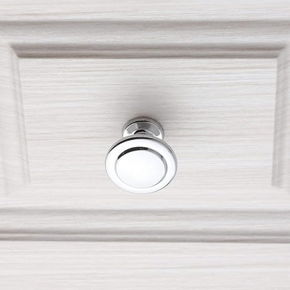 KOOFIZO Round Cabinet Knobs Polished Chrome Cabinet Pulls, Dia. 1-1/4 Inch, 30 Pack Chrome Drawer Knobs for Kitchen Cabinets 1960 Drawers Dresser Cupboard Bedroom Bathroom