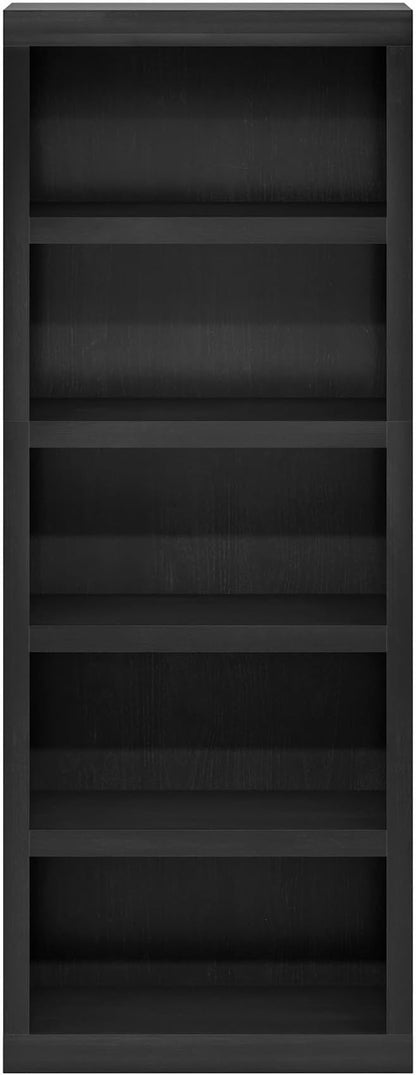 Furinno Rail Book Shelf, 5-Tier Bookshelf, Bookcase with Open Shelf, 10.1 x 24.6 x 63.5, for Living Room, Bedroom, Home Office, Blackwood