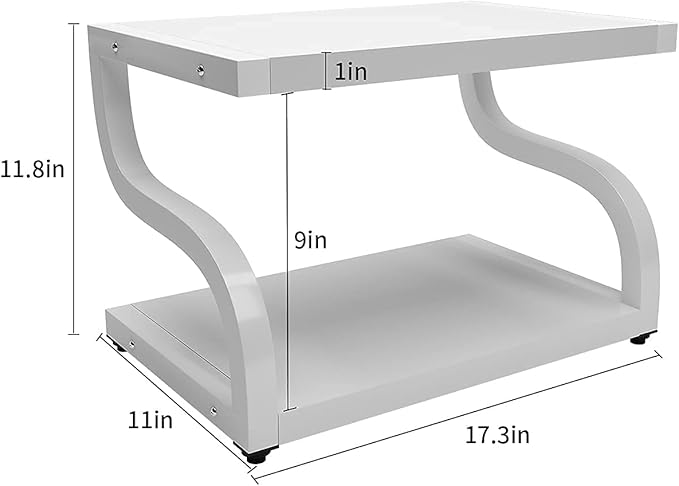 PUNCIA 2 Tiers Wood White Home Office Desktop Printer Stand Laser Printer Copier Stand with Storage Tabletop Heavy Duty Rack Desk Organizer Shelf Dual for Small Space Double Tiers Tray