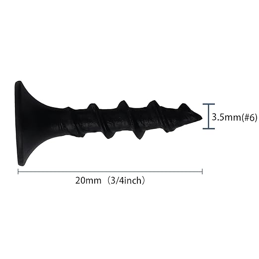 280pcs #6 × 3/4 inch High Hardness Drywall Screws, Black, Coarse Thread, Phillips Drive, Bugle Head, Black Wood Screws, Wood and More (3/4 in, 280)