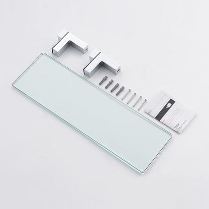 KES Glass Shelf for Bathroom, Glass Wall Shelves 16 Inch Floating Shelf Polished Chrome Finish, BGS3201S40