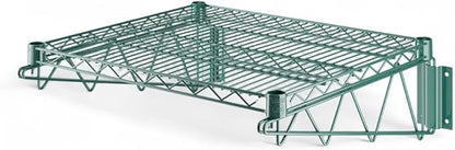 24" x 24" Green Wall-Mounted Wire Shelf with Epoxy Coating, Heavy-Duty Steel Storage Rack, NSF Certified, Easy Installation, Open Wire Design for Kitchen, Garage, or Utility Storage