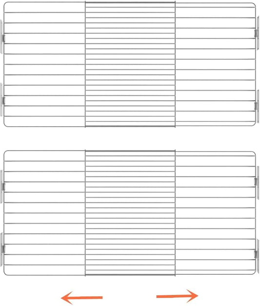 Slideep Adjustable Closet Storage Shelves with Seamless Sticker, Stainless Steel Expandable Wardrobe Shelves Organizer System for School Locker, Under Sink (Large, 2Pack)
