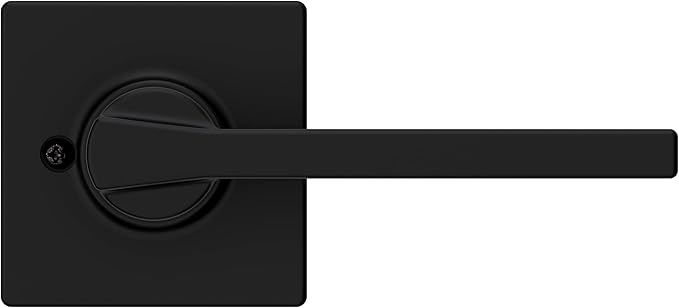 Kwikset Casey Dummy Door Handle 2 Pack, Single Sided Lever for Closets, French Double Doors, and Pantry, Matte Black Non-Turning Reversible Interior Push/Pull Lever, with Microban Protection