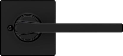 Kwikset Casey Dummy Door Handle 2 Pack, Single Sided Lever for Closets, French Double Doors, and Pantry, Matte Black Non-Turning Reversible Interior Push/Pull Lever, with Microban Protection