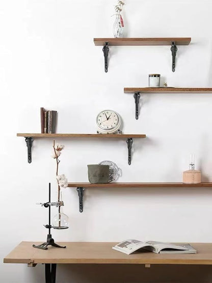 Decorative Shelf Bracket 6 inch, Rustic Black Iron Brackets for Shelving, Heavy Duty Vintage, DIY Projects, Hardware Included, 4 Pack, 5.9x4.17x1.73 inch,Baroque Style