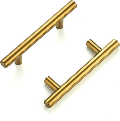 Ravinte 5 Pack | 5'' Cabinet Pulls Brushed Brass Stainless Steel Kitchen Drawer Pulls Cupboard Pulls Cabinet Handles 5”Length with 3” Hole Center