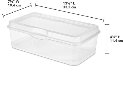 Sterilite 24-Pack Rectangular Large FlipTop, Clear Plastic Storage Box with Hinged Lid - Stackable Multipurpose Organizer for Art and Craft Supplies, Accessories, Photos & CDs, Home or Office Use