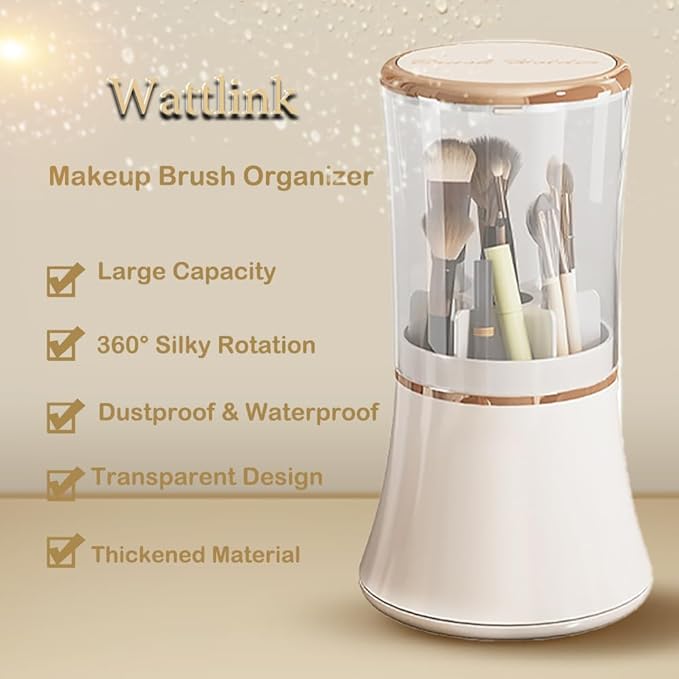 Exquisite makeup brush organizer, Makeup Brush Holder with Lid, Cosmetic Tools Storage Organizer for Vanity Desktop Bathroom Countertop ( White )