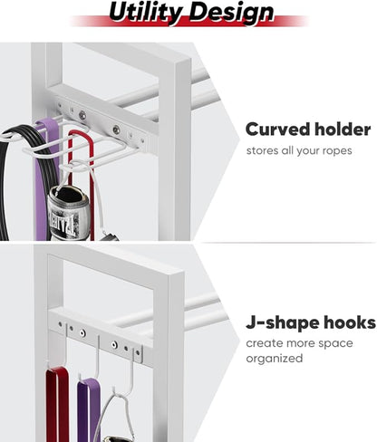 Adjustable Dumbbell Rack, Weight Storage Stand Holder for Dumbbells & Kettlebells, Heavy-Duty Metal Home Gym Workout Organizer with Hook for Gym Equipment Accessories (Rack Only)