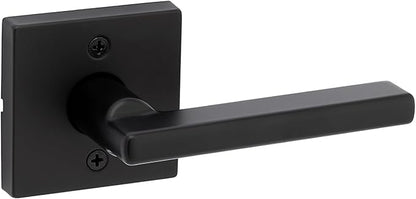 Kwikset Halifax Dummy Door Handle, Single Sided Lever for Closets, French Double Doors, and Pantry, Matte Black Non-Turning Reversible Interior Push/Pull Lever, with Microban Protection