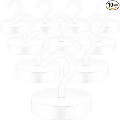 Neosmuk Magnetic Hooks, Cruise Ship Essentials, 120lb+ Heavy Duty Magnetic Hooks for Cruise Cabins, Refrigerator, Grill, Hanging, and Travel | Extra Strong Must-Haves Magnet Hook,White,Pack of 10