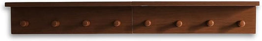 Entrance Coat Rack ，Coat Hooks, Wall-Mounted Wooden Hook Rack, Wall-Mounted Shelves are Very Suitable (Teak Color Finish—A-2)