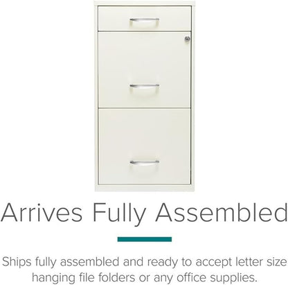 Pemberly Row Set of 18 3-Drawer File Cabinet with Pencil-Drawer in Pearl White