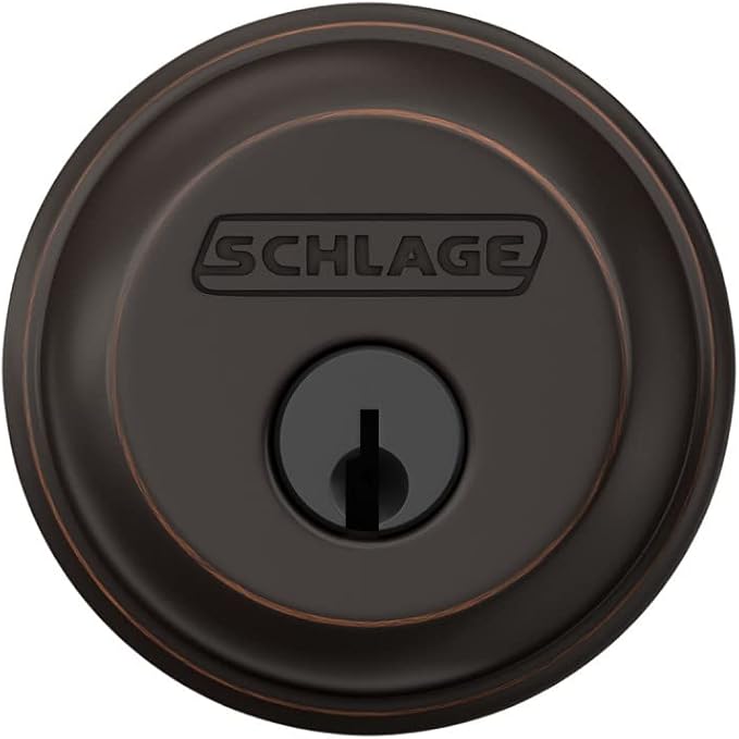 Schlage B60 N 716 Deadbolt, Keyed 1 Side, Highest Residential Security, Aged Bronze