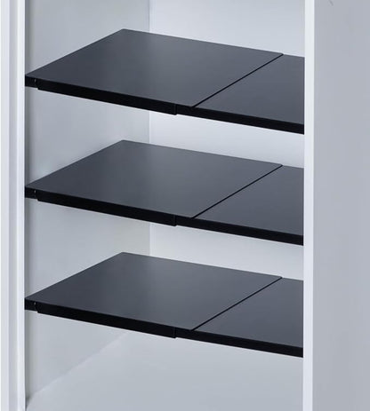 10''-16.5'' Adjustable Locker Organizer | Metal, Heavy Duty Steel Locker Organizer for School & Gym | Expandable Tension Shelf | Locker Divider Shelf Black