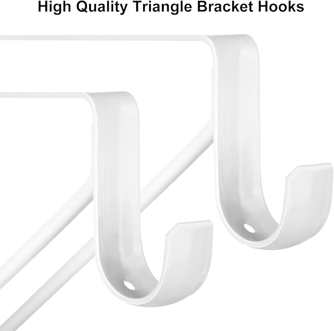 4 Pack Heavy Duty Closet Rod Brackets Holder 11 x 11 x 1 Inch White Closet Rod Support Bracket Black Steel Closet Rod Holders for Hanging Clothes Rod Support Brackets (White - 4Pack)