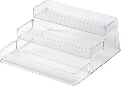 Nail Polish Organizer Holder Rack Shelf Multifunctional Transparent 3 Tier Display Stand for Desk Beauty Storage PET Material 26x23.8x10.2cm