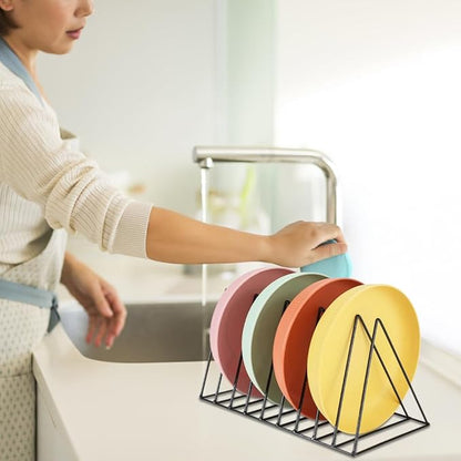 4Pcs Triangle File Holder, 9 Slot Black Magazine Holder, Metal Vinyl Record Storage Stand, Desktop File Organizer Magazine Rack, Bookshelf Organizer for Office Home, Letter Book
