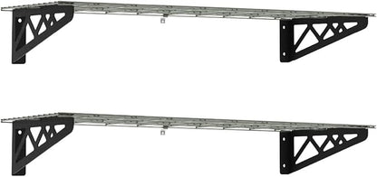 SafeRacks Wall Shelves - 2 Pk 12"x36" Wall Mountable Shelving Unit for Storage Rack, Pantry Shelves, or Utility Shelving, Heavy Duty Shelves w/ 4 Versatile Accessory Hooks, 300lbs Capacity, Hammertone