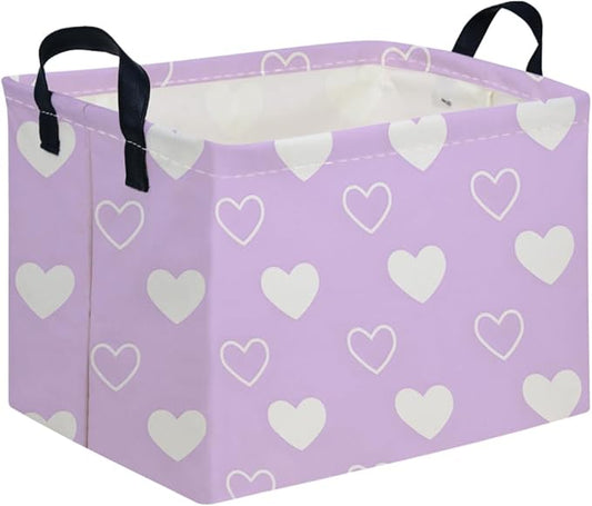 Rectangular Purple heart,Valentine's Day Gift Basket,nursery basket,Girls gift baskets,kids toy storage Bin, Love Heart Room Decor for Home,Shelf Baskets(Purple heart)