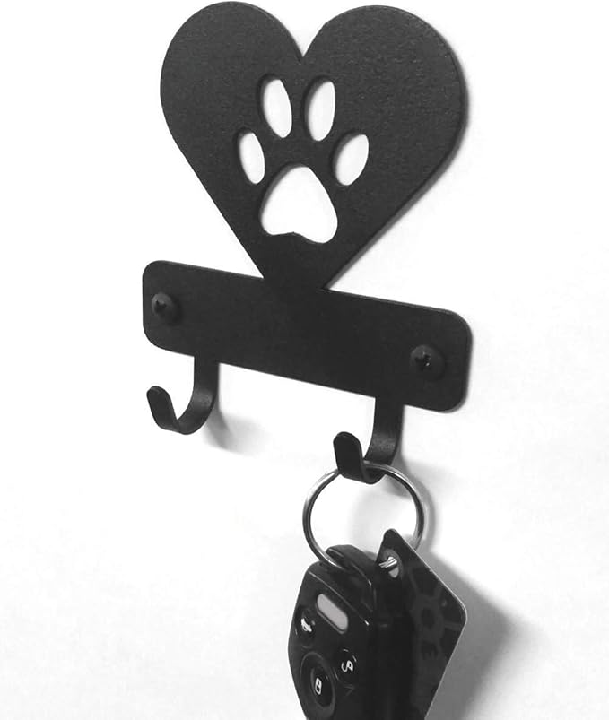 Miniature Dog Paw in Heart - Key Rack Holder (3.5 inches) - Made in USA