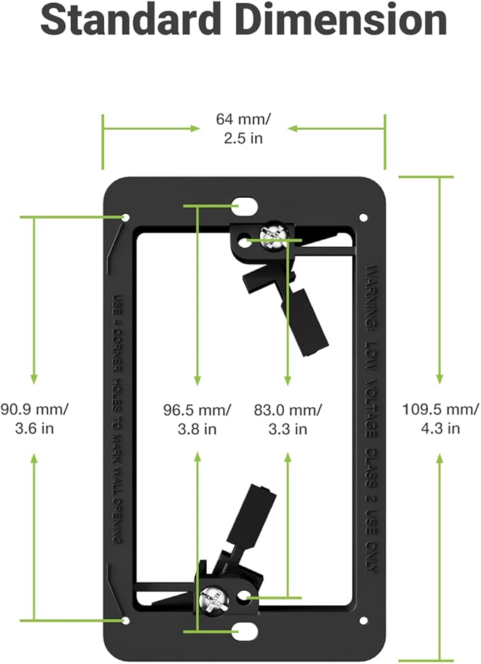 6 Pack Low Voltage Mounting Bracket 1 Gang for Single Gang Wall Plate, Low Voltage Box for Old Work, Telephone Wires, Network Cable, HDMI, Coaxial, Speaker Wire, Black