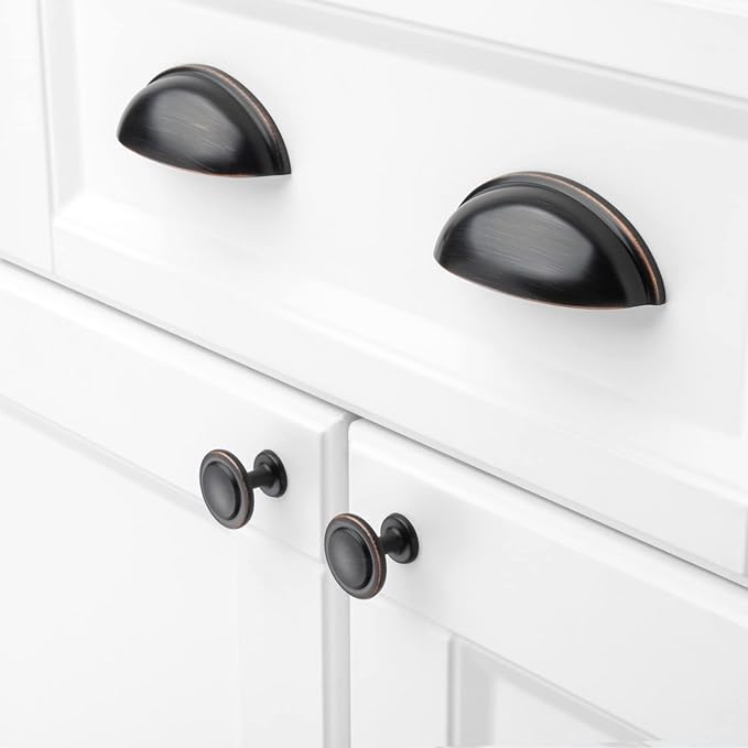 KOOFIZO Round Cabinet Knobs Oil Rubbed Bronze Cabinet Pulls, Dia. 1-1/4 Inch, 20 Pack Bronze Drawer Knobs for Kitchen Cabinets 1960 Drawers Dresser Cupboard Bedroom Bathroom