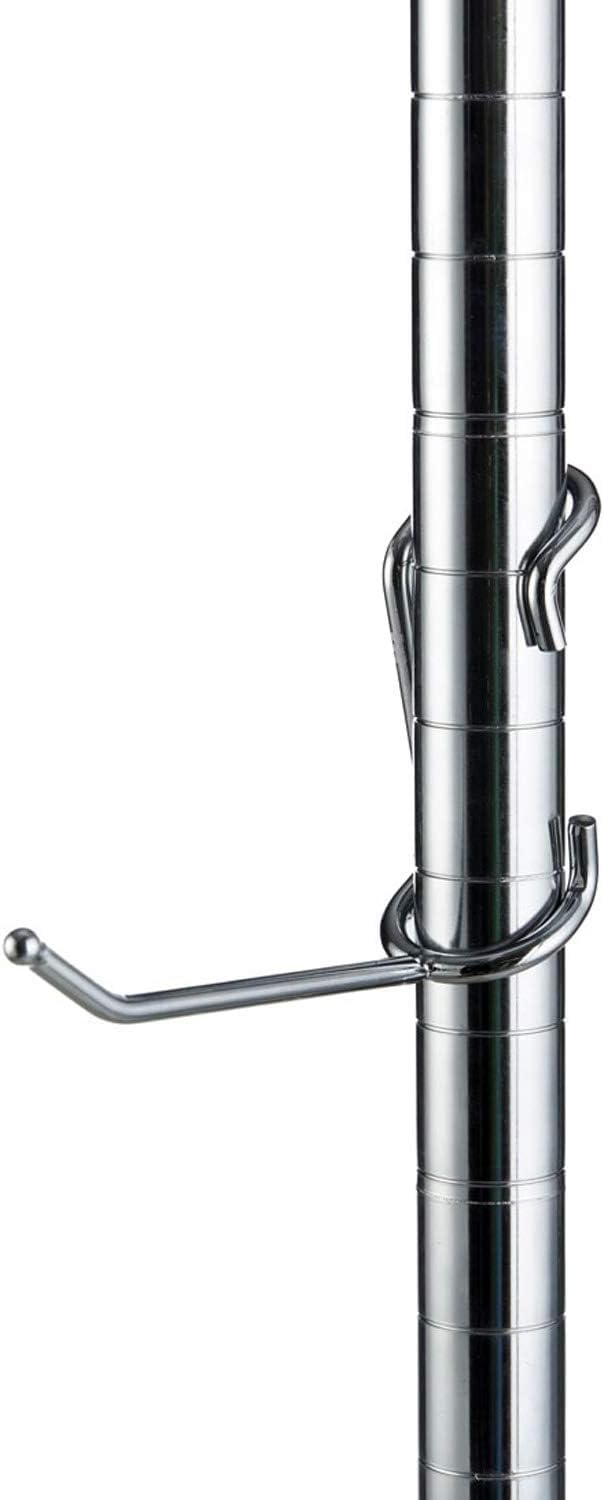 Shelf Pole Hooks 5-Pack | 4" Chrome J Hooks for 1-Inch Poles ONLY | Heavy-Duty Snap-On Hooks for Wire, Metal & Metro Shelving | Garage, Kitchen & Home Storage