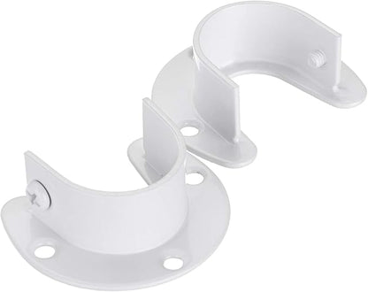 OwnMy 6 Packs Closet Rod End Supports Brackets 1-1/4" Curtain Flange Rod Holder, U Shaped Stainless Steel Closet Pole Sockets Opening Flange Rod Bracket for Closet Shelf Wardrobe Shower Curtain, White