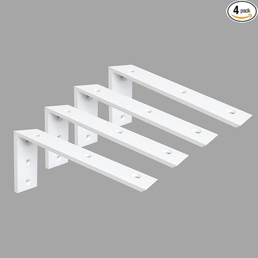 Countertop Support Bracket 4 Pack 14 Inch Heavy Duty 3/8" Thick White Granite L Bracket 14"x6"x2.5" Shelf Mantel Corbels for Quartz/Wood/Concrete/Laminate