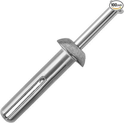 meite Hammer Drive Anchors 1/4" x 1-1/4" for Metal Brackets & Pipe Supports, Concrete & Masonry Fasteners, Zinc-Plated Steel, High Holding Power (100 Counts)