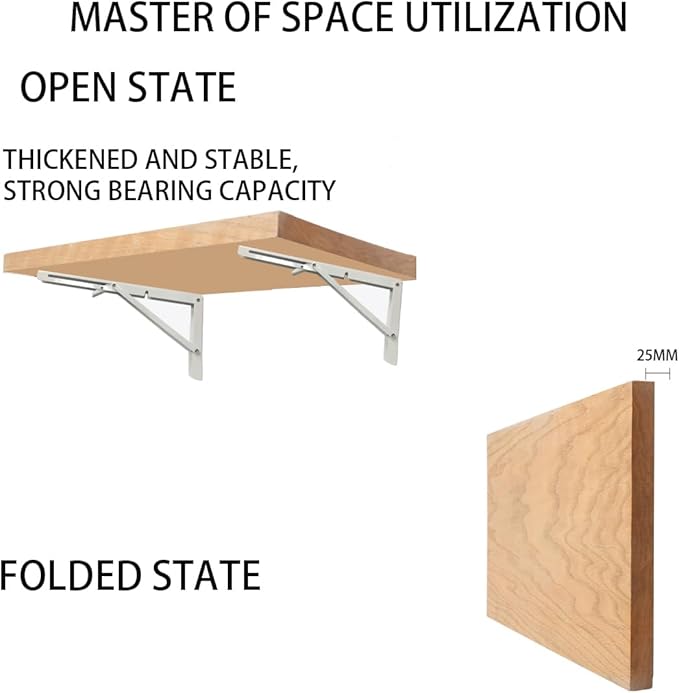 Folding Shelf Brackets Max. Load 220 lb, Heavy Duty DIY Wall Mounted Shelf Bracket Space Saving for Table Work Bench (16 INCH-2PCS)