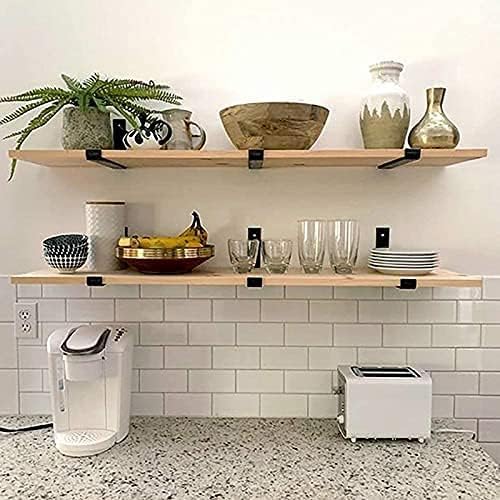 Shelf Bracket, Heavy Duty Floating Shelf Brackets 10-Inch Long, 12-Pack Brackets for Shelves, Black Coated J Shape Metal Wall Shelf Support Brackets with 1/5-Inch Thick and 160 lb. Load Capacity
