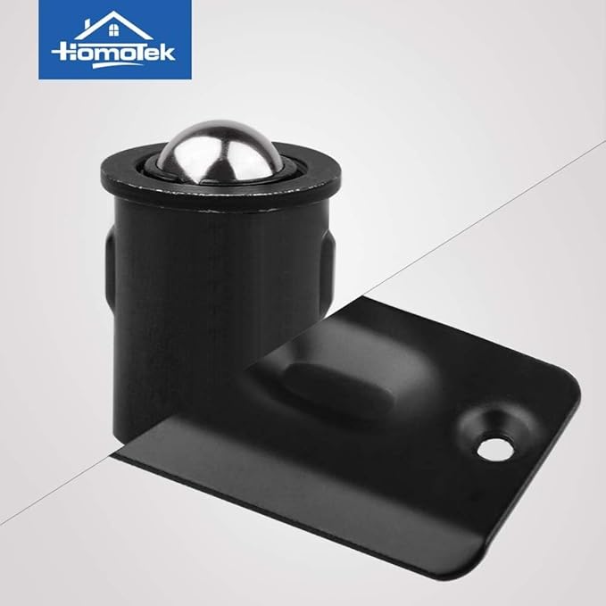 HOMOTEK 8 Pack Drive in Ball Catch with Strike Plate for Closet Doors, Black, 13/16 Inch x 1-1/8 Inchs,Die-cast, Adjustable Tension Ball