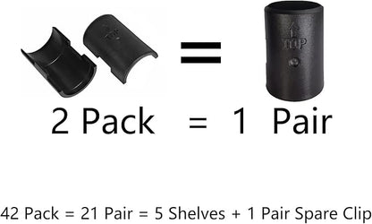 WAFJAMF 42 Pack Wire Shelving Shelf Lock Clips for 1" Post- 21 Pairs Shelving Sleeves Replacements for Wire Shelving System