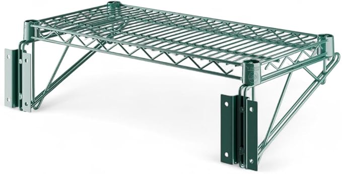 14" x 24" Green Wall-Mounted Wire Shelf with Epoxy Coating, Heavy-Duty Steel Storage Rack, NSF Certified, Easy Installation, Open Wire Design for Kitchen, Garage, or Utility Storage