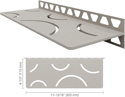 Schluter Rectangular Shelf for Tiled Walls - 4mm Thick, Curve Design, Aluminum Material, Greige Finish - SWS1D6TSBG