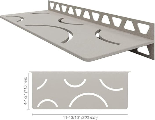 Schluter Rectangular Shelf for Tiled Walls - 4mm Thick, Curve Design, Aluminum Material, Greige Finish - SWS1D6TSBG