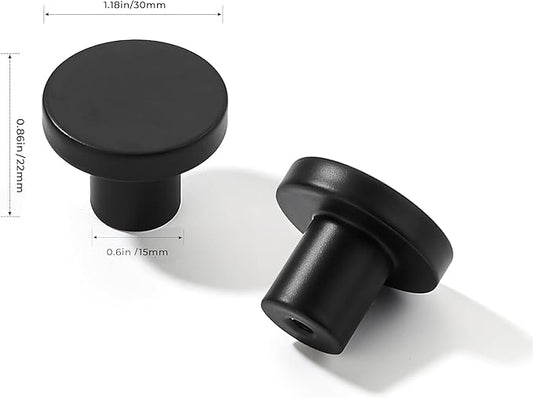 khtumeware 100 Pack Cabinet Knobs Black Kitchen Cabinet Knobs Round Dresser Drawer Knobs Matte Black Drawer Pulls Closet Door Knobs 1-1/5 Inch