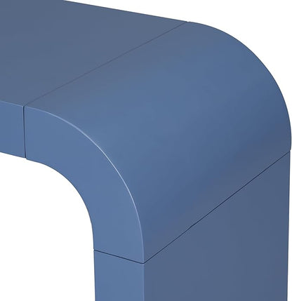 Minimalist Acacia Vneer Entryway Table with Two Legs, Stylish Narrow Wood Entryway Table, Elegant Wood Accent Entry Table for Narrow Spaces,Living Rooms,Entrances,Balconies,Study (Navy Blue-KK99)