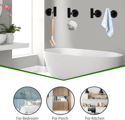 10pcs Matte Black Bathroom Hardware Set, Including 2pcs 24in Retractable Hand Single Towel Bar with 2pcs Toilet Paper Holders, 2pcs Towel Rings 4pcs Multifunctional Robe Hooks
